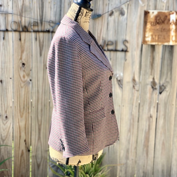 View houndstooth blazer burgundy & black size 10 - Picture 3 of 7